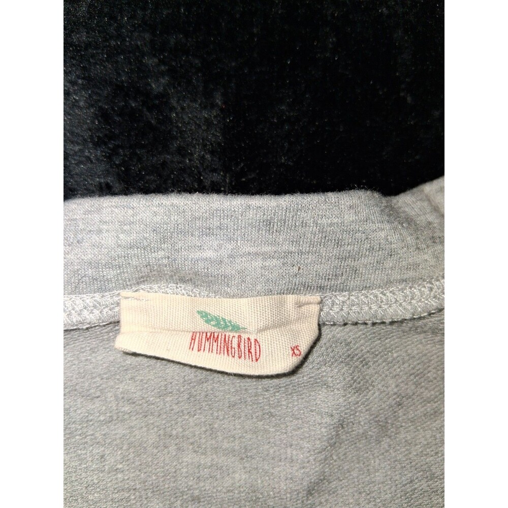 Hummingbird Cold Shoulder Embroidered Flowers Long Sleeve Sweater XS Gray Boho - Picture 2 of 10